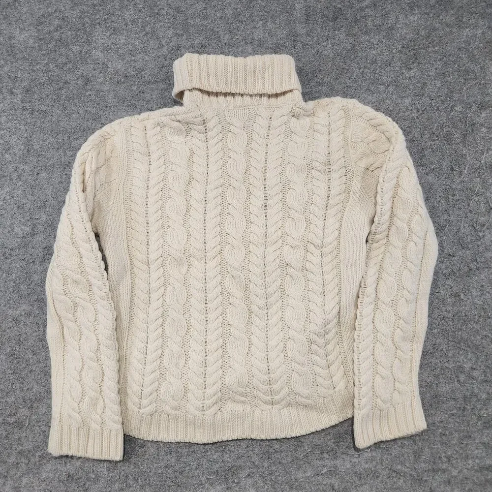 Peregrine Womens‎ S Small 100% Wool England Made Cableknit Turtleneck Sweater